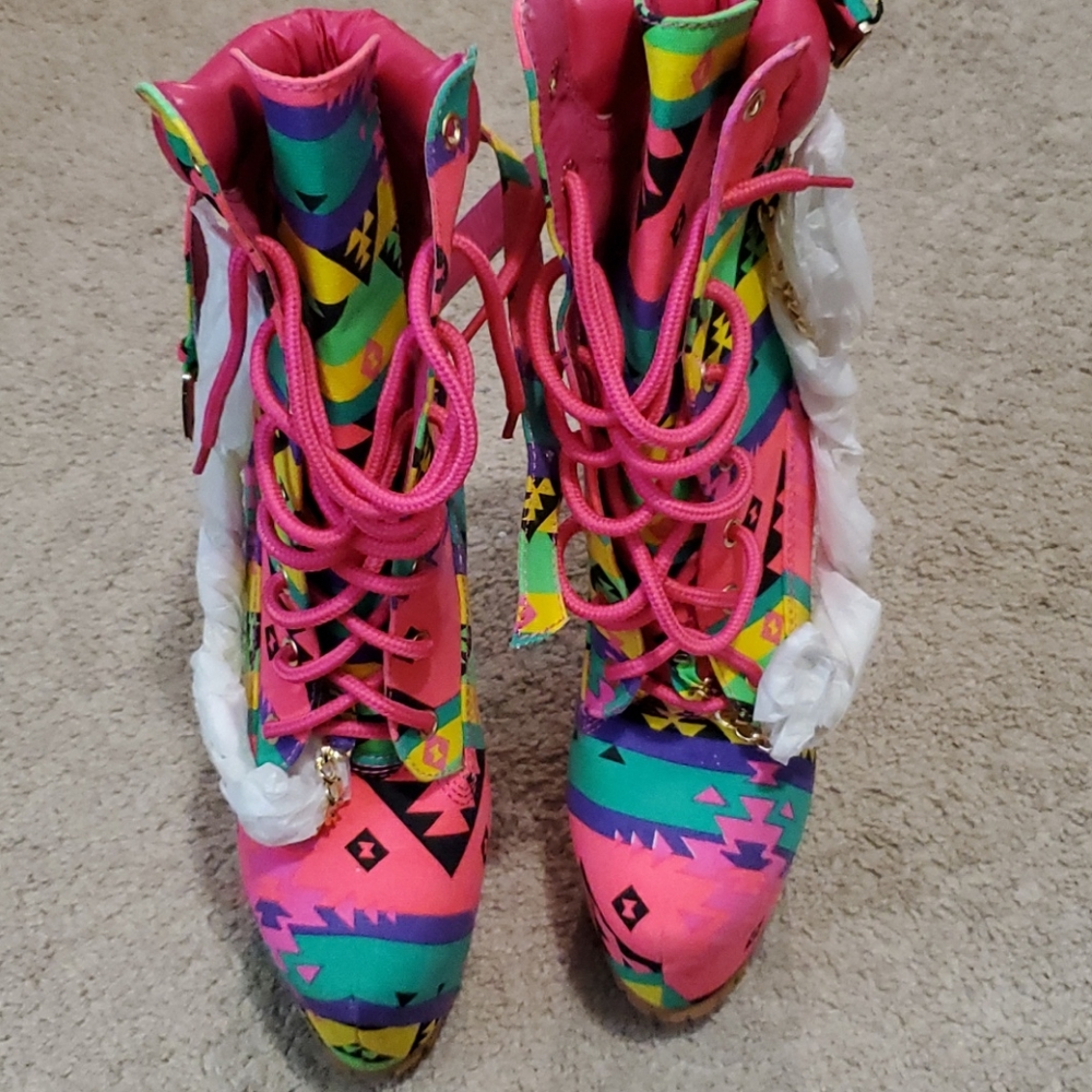 Multi color high heel bootie